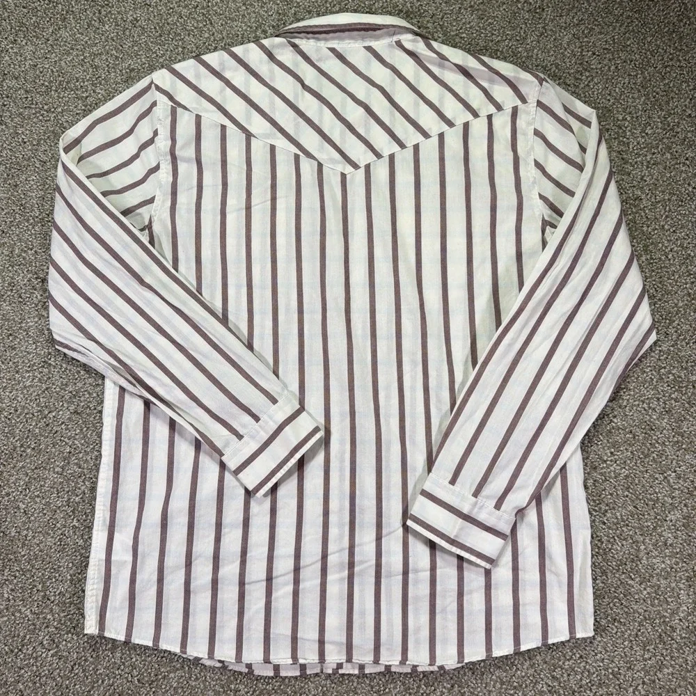 Western Striped Gibson Pearl Snap Shirt Size Large Classic White